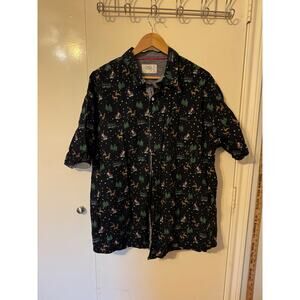 Free Planet Snow Skiing Santa Clause Button Up Short Sleeve Shirt 3x